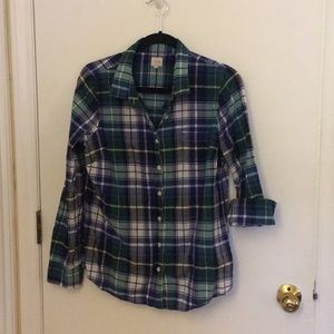 J. Crew Perfect Shirt in Green/Blue Plaid